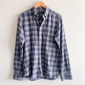 Trumaker & Co. Navy Plaid Flannel Button Down Shirt Men's Size S M